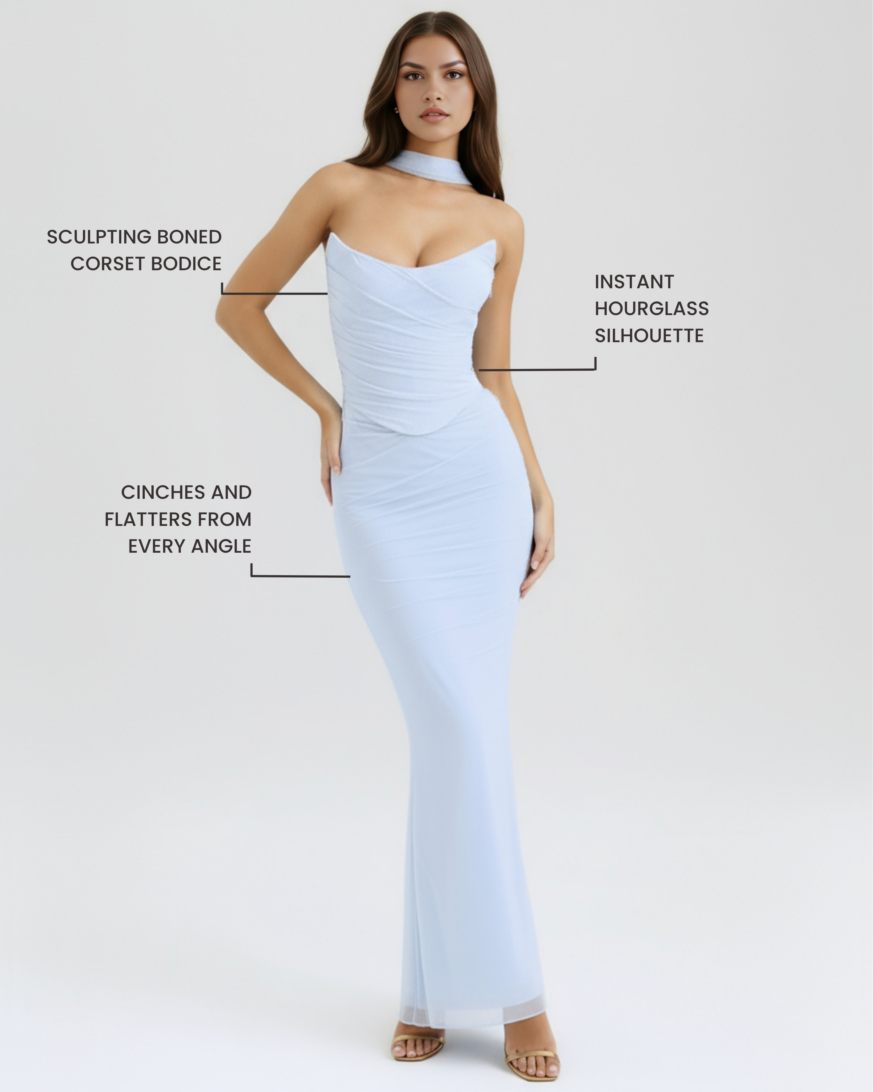 Malu Baby — Three-Piece Mesh Maxi Dress in Light Blue