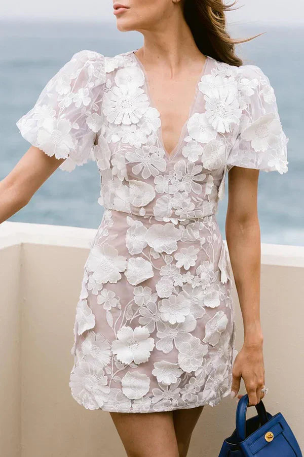 Josette - Floral Mini Dress with Puff Sleeves
