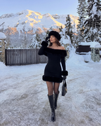 Bella — Black Faux-Fur Mini Dress