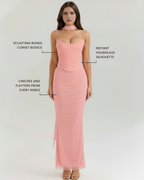 Malu — Pink Three-Piece Mesh Maxi Set
