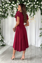 Anika - Elegant V-Neck Midi Dress for Weddings and Other Occasions