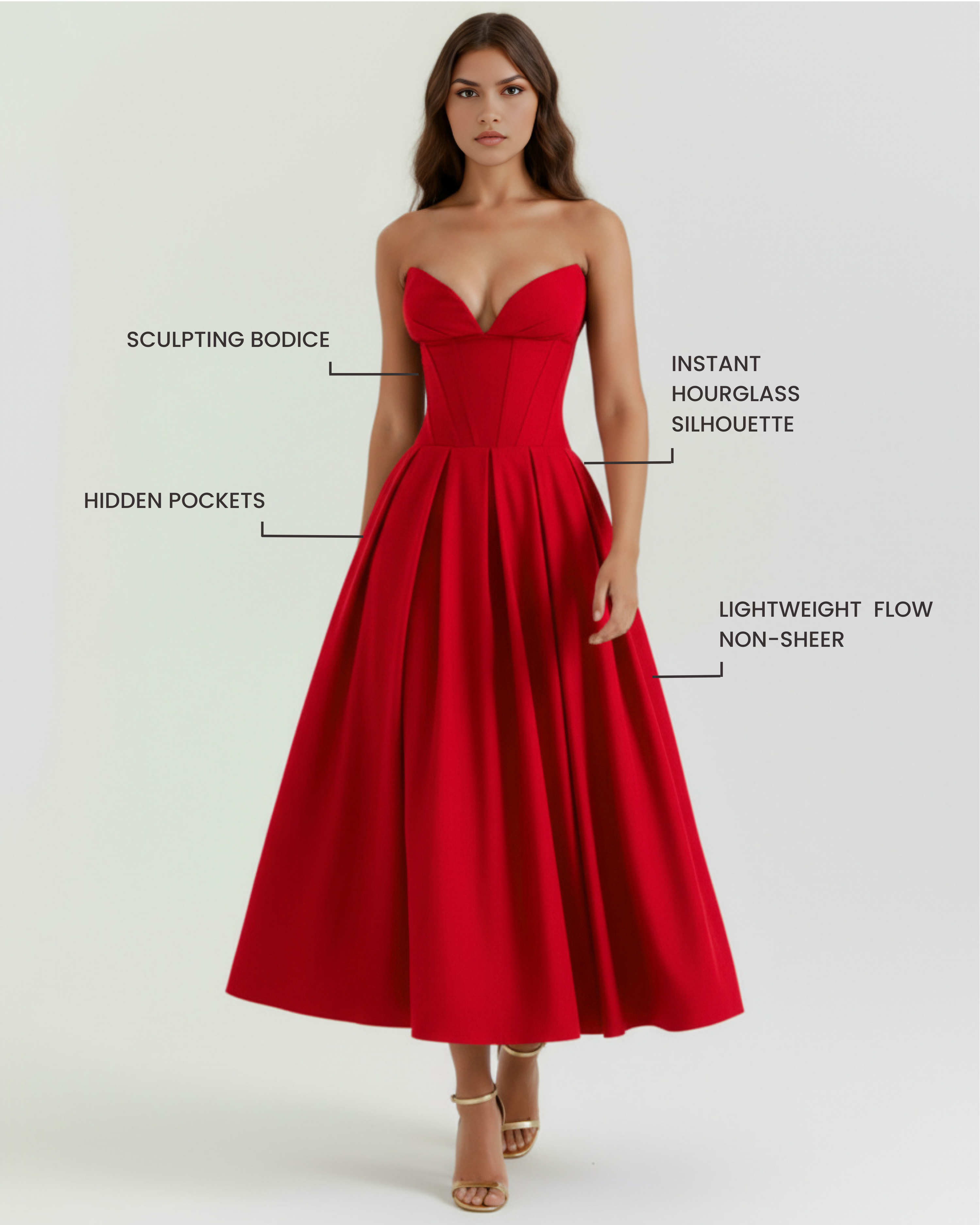 Amalfi — Red Corset Occasion Dress
