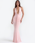 Ariel — Halter Neck Maxi Dress in Pink