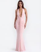 Ariel — Halter Neck Maxi Dress in Pink