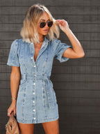 Tiana — Short-Sleeve Denim Dress
