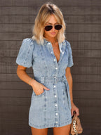 Tiana — Short-Sleeve Denim Dress