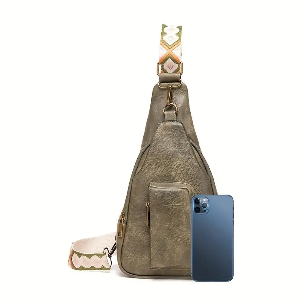 Mackenzie - Vintage Crossbody Bag with Geometric Strap