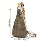 Mackenzie - Vintage Crossbody Bag with Geometric Strap