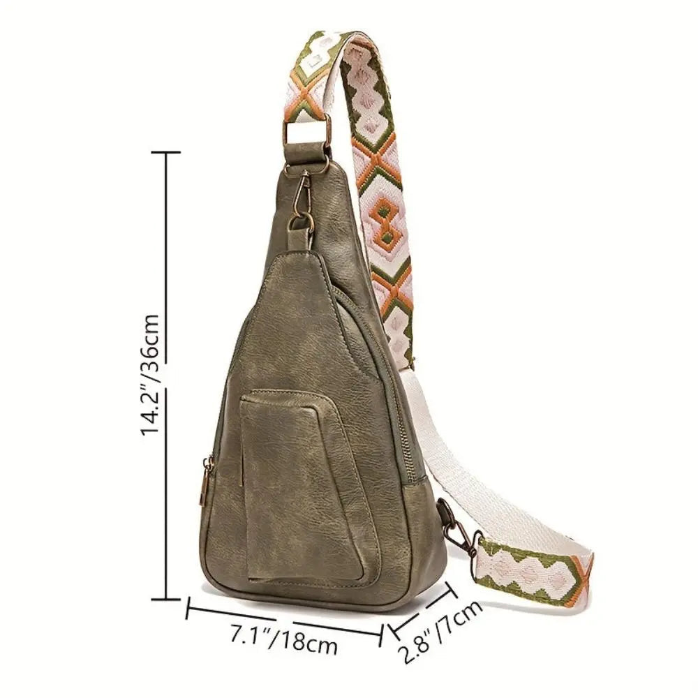 Mackenzie - Vintage Crossbody Bag with Geometric Strap