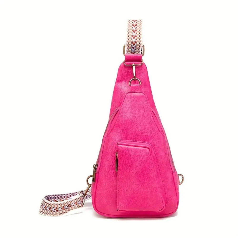 Mackenzie - Vintage Crossbody Bag with Geometric Strap