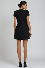 Ella - Elegant Solid-Colour Mini Dress with Stand Collar