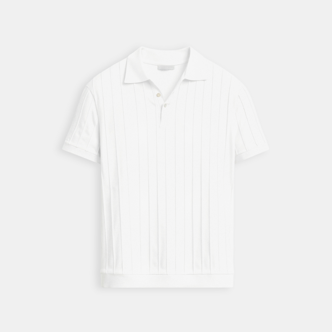 Vertical Striped Button Polo