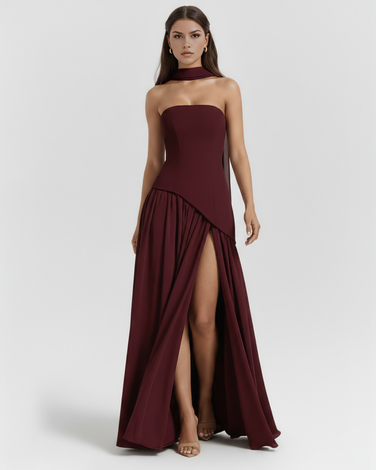 Serena — Burgundy Maxi Dress