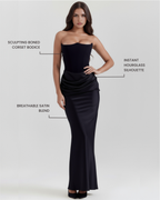 Rosalind — Black Crepe Corset Dress