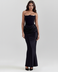 Rosalind — Black Crepe Corset Dress