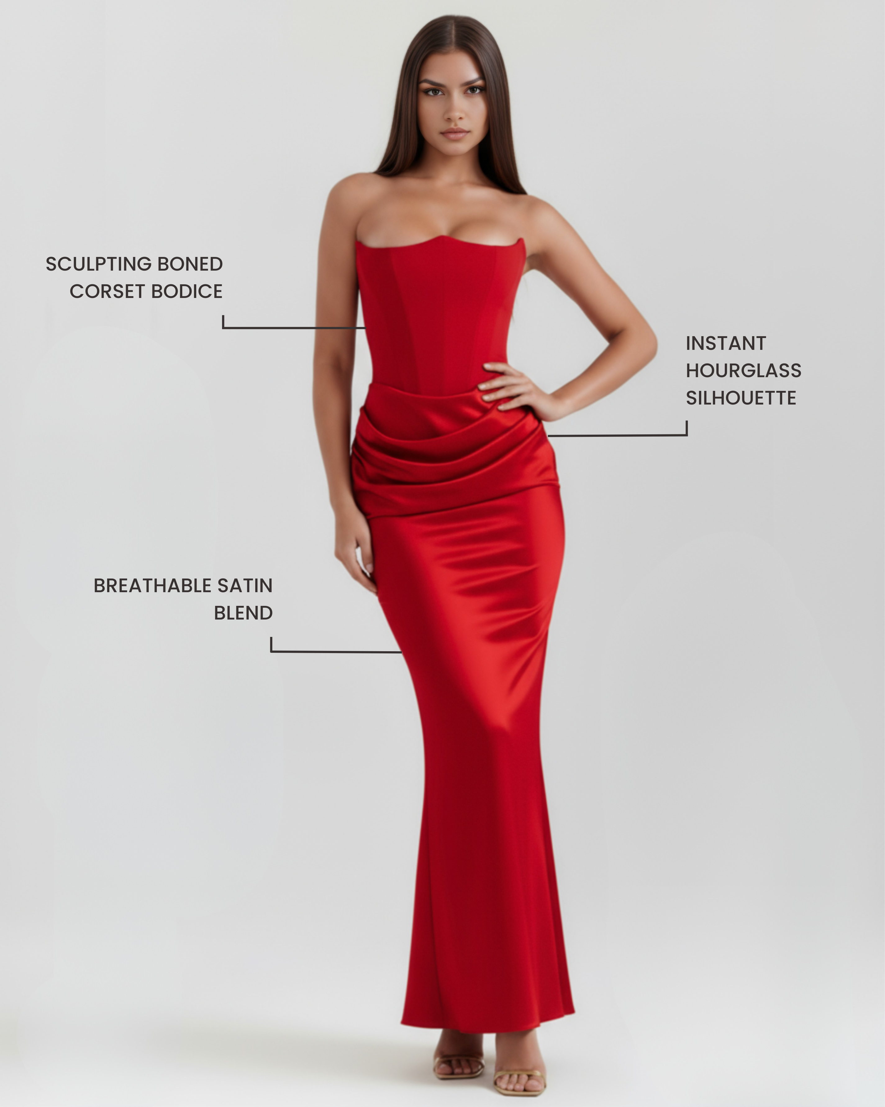 Rosalind Ruby — Crepe Corset Dress in Red