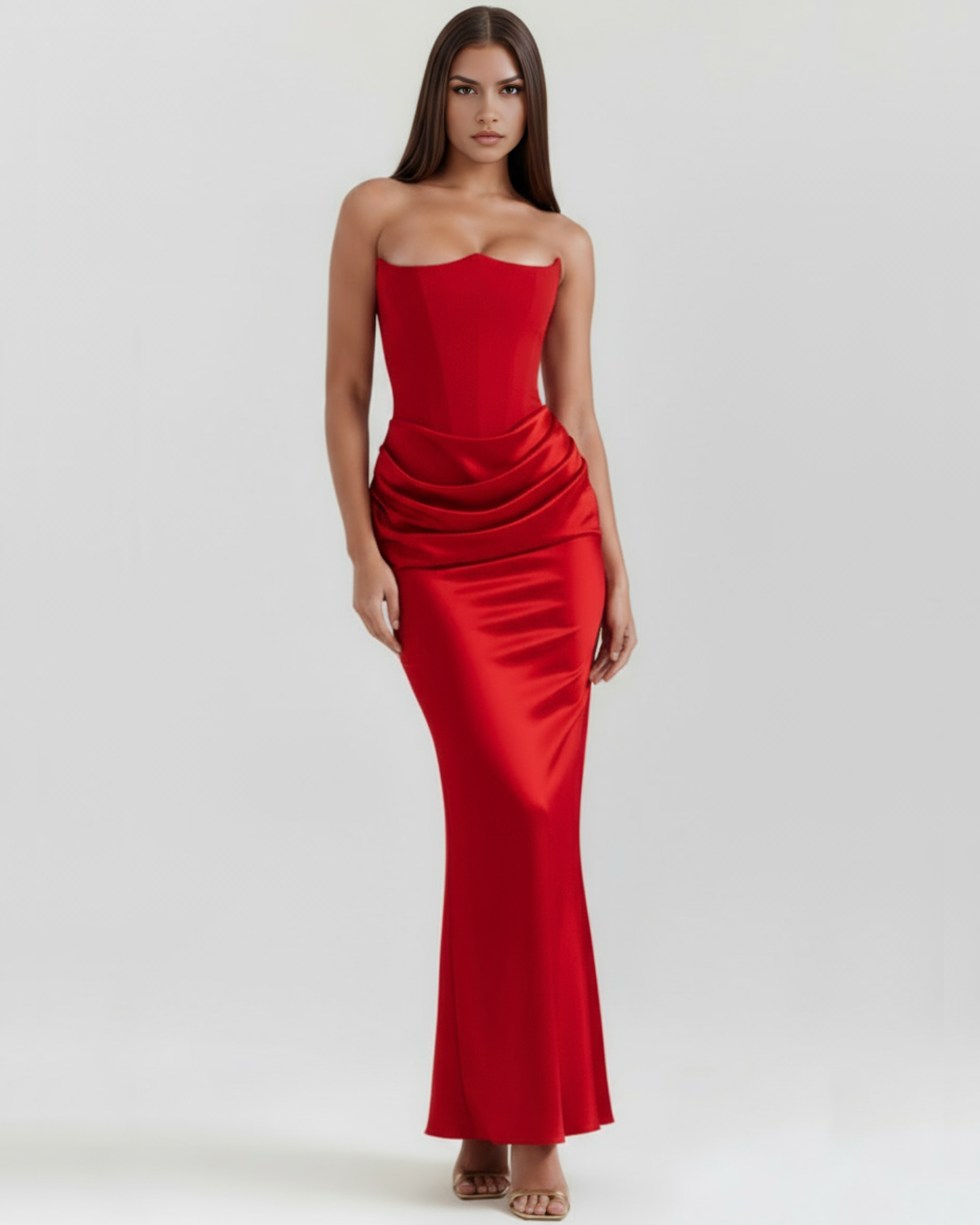 Rosalind Ruby — Crepe Corset Dress in Red