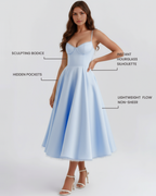 Selene — Sweetheart Midi Dress in Light Blue