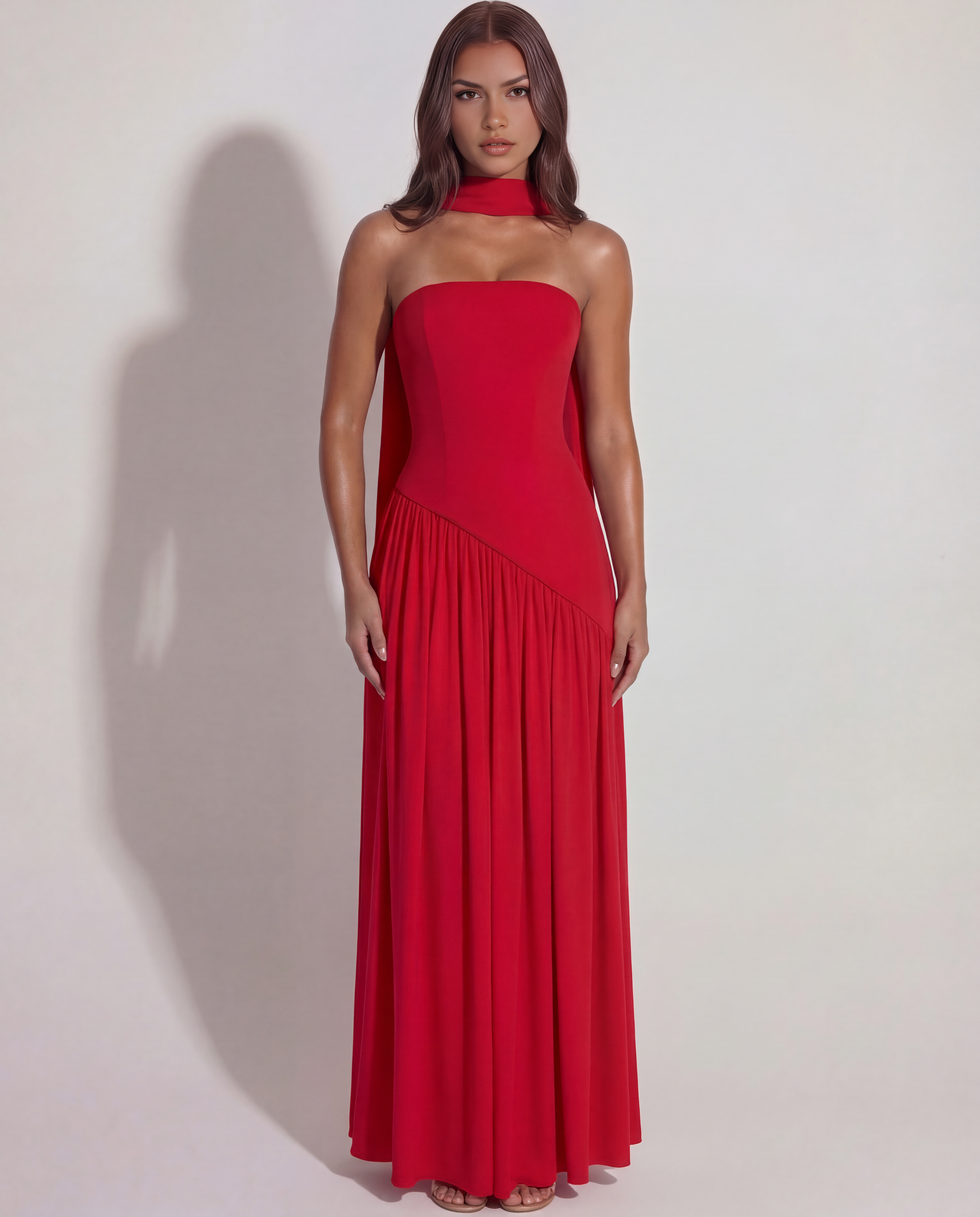 Serena — Chiffon Maxi Dress in Red