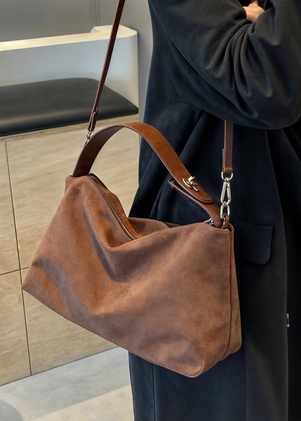 Luna — Faux-Suede Bag MM