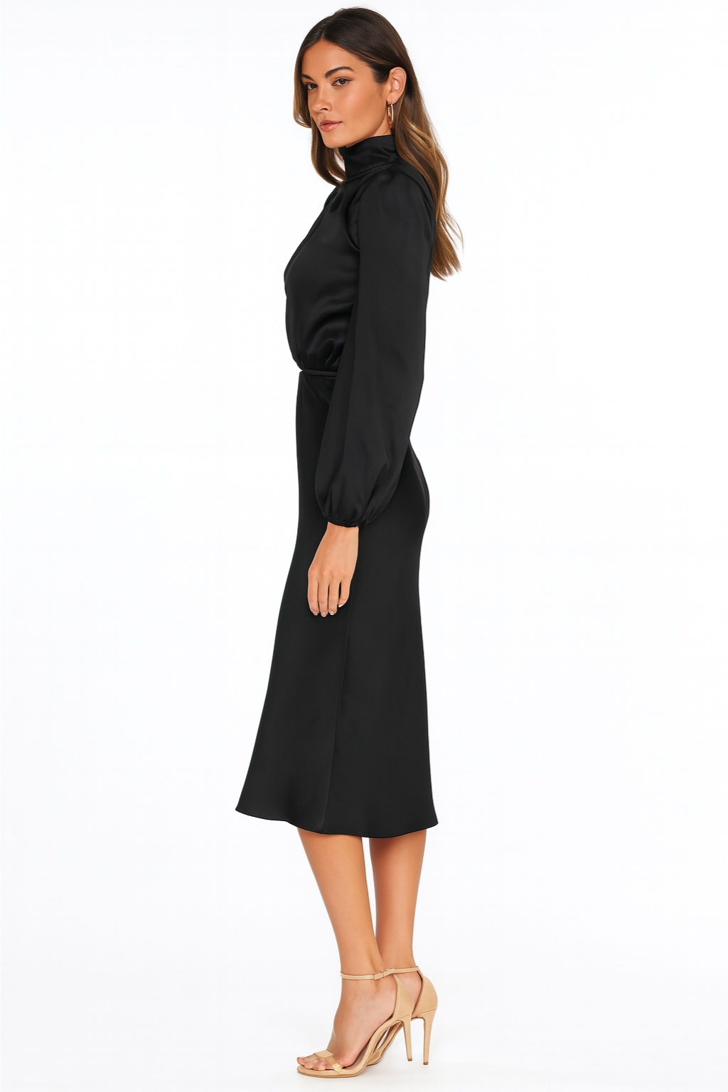 Hazel - Long-Sleeve Satin Dress