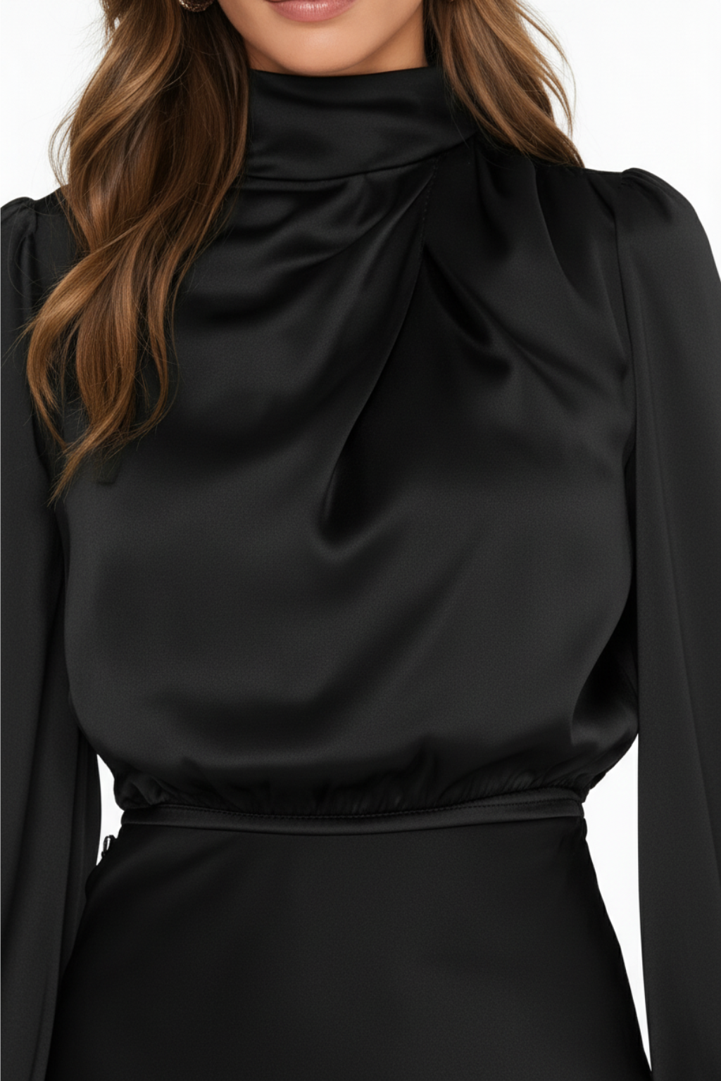 Hazel - Long-Sleeve Satin Dress