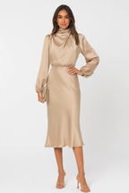 Hazel - Long-Sleeve Satin Dress