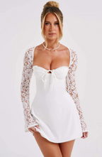 Eliana — Elegant Lace Mini Dress with Flared Sleeves