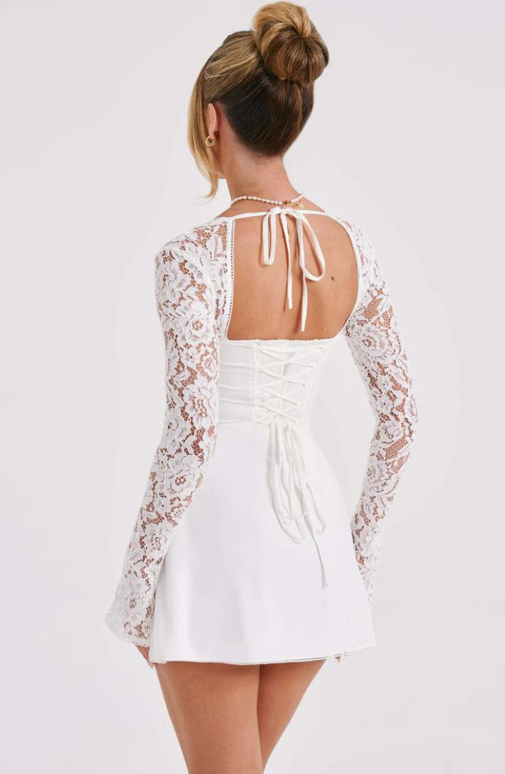 Eliana — Elegant Lace Mini Dress with Flared Sleeves