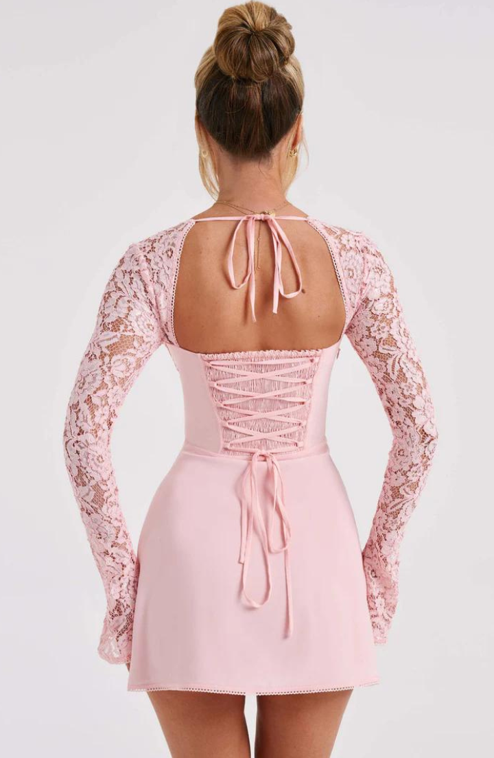 Eliana — Elegant Lace Mini Dress with Flared Sleeves