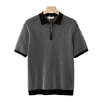 Geometric Textured Zip Polo