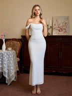Off-Shoulder Bodycon Dress with Back Zip