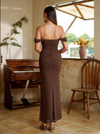 Off-Shoulder Bodycon Dress with Back Zip