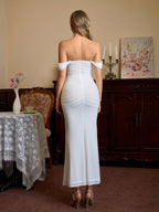 Off-Shoulder Bodycon Dress with Back Zip