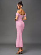 Off-Shoulder Bodycon Dress with Back Zip