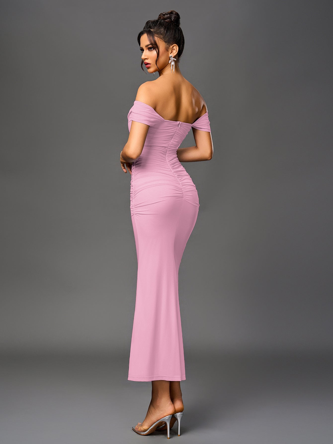 Off-Shoulder Bodycon Dress with Back Zip