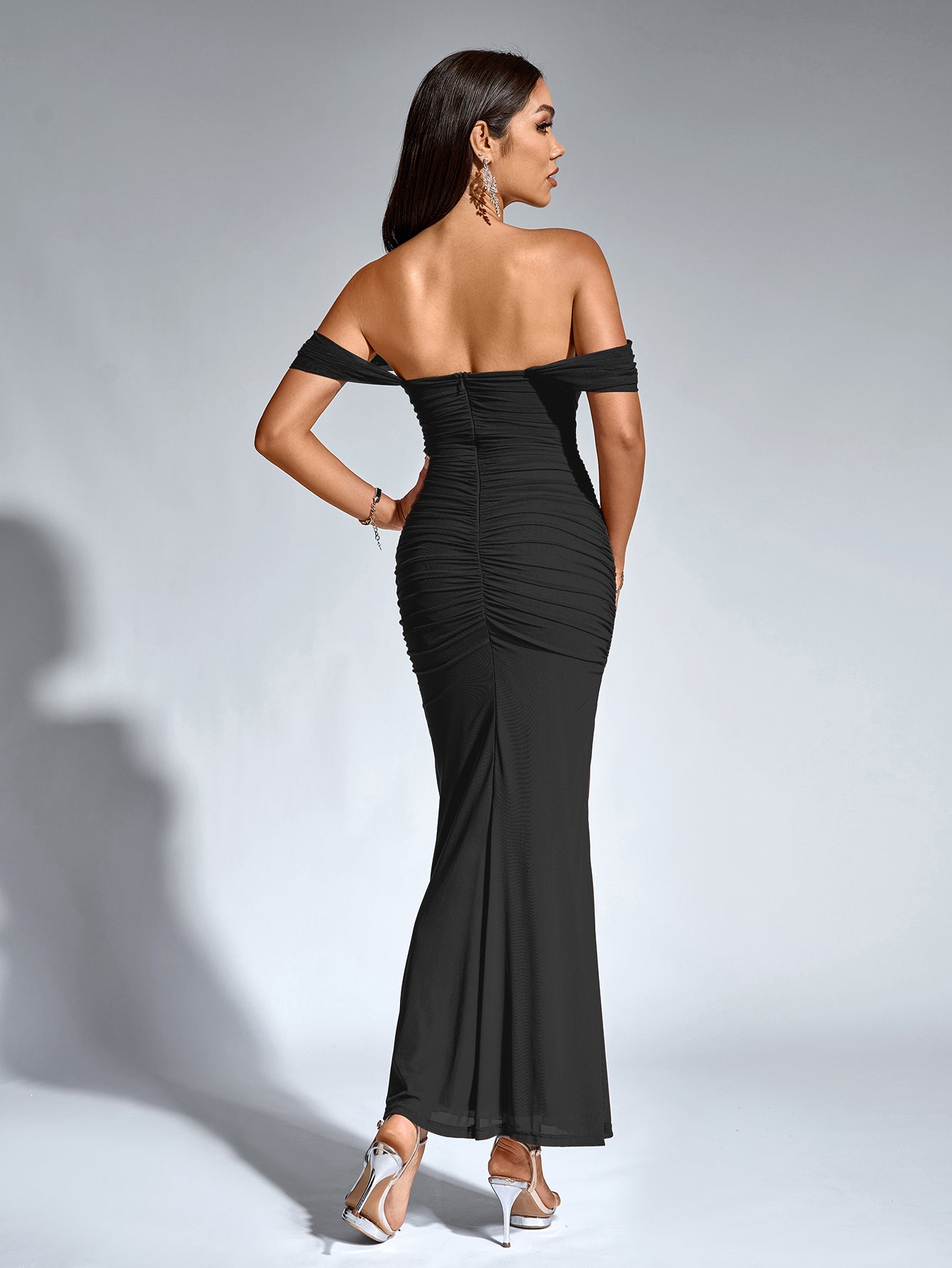 Off-Shoulder Bodycon Dress with Back Zip