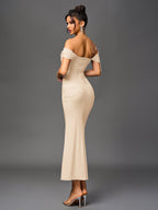 Off-Shoulder Bodycon Dress with Back Zip