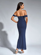 Off-Shoulder Bodycon Dress with Back Zip