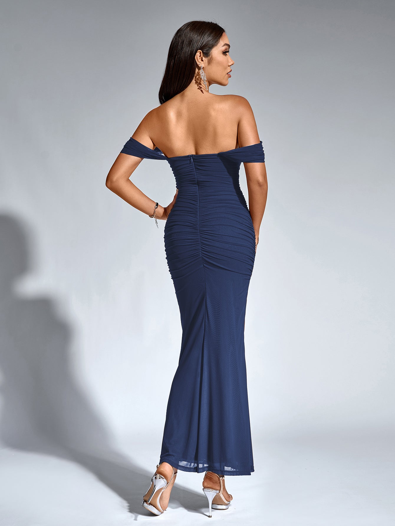 Off-Shoulder Bodycon Dress with Back Zip