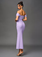 Off-Shoulder Bodycon Dress with Back Zip