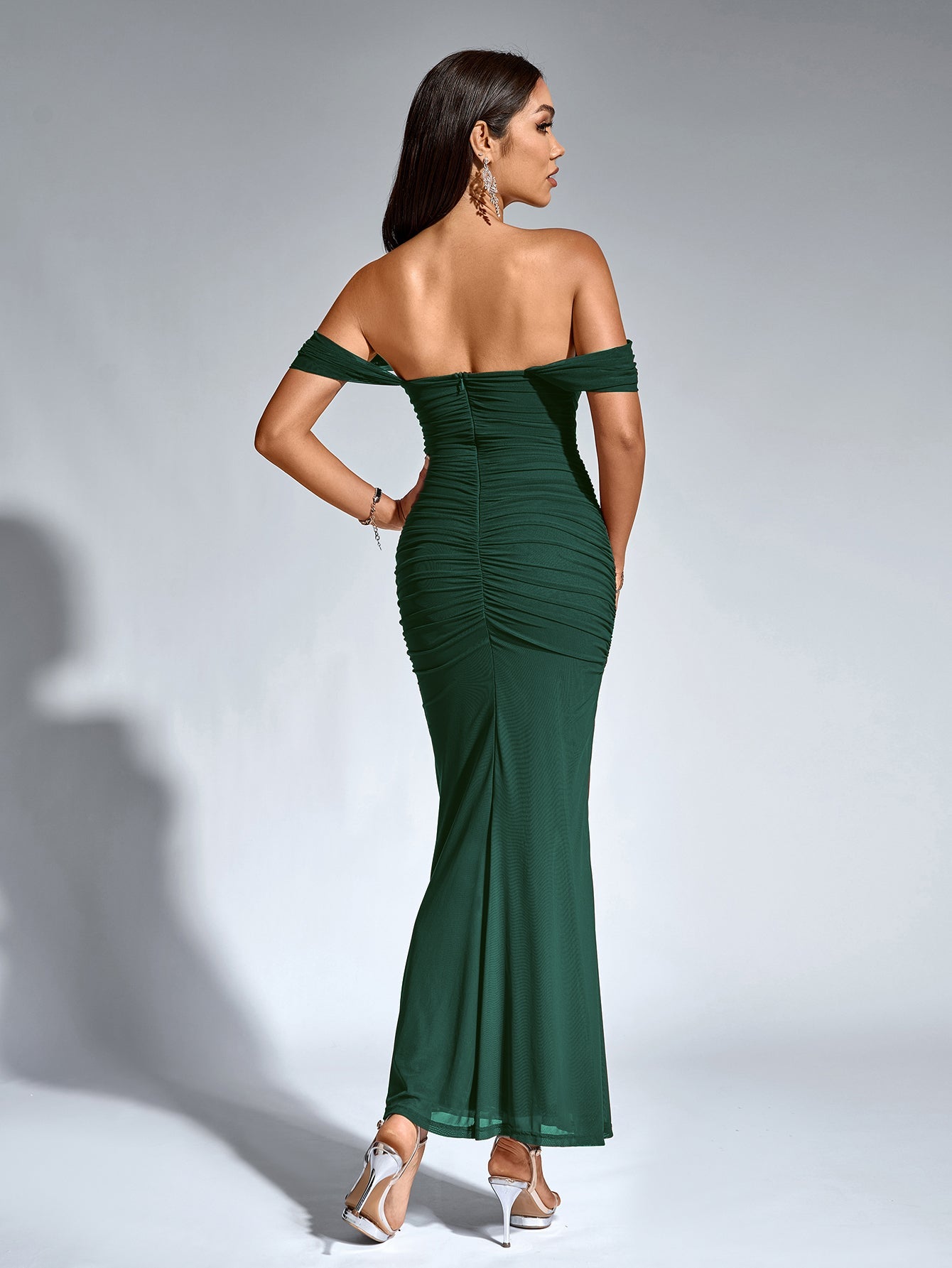 Off-Shoulder Bodycon Dress with Back Zip