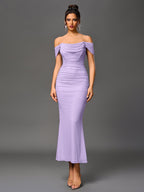 Off-Shoulder Bodycon Dress with Back Zip