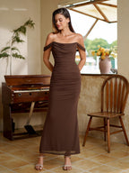 Off-Shoulder Bodycon Dress with Back Zip