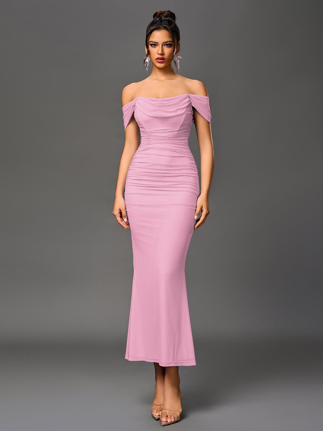 Off-Shoulder Bodycon Dress with Back Zip