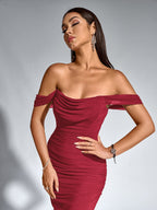 Off-Shoulder Bodycon Dress with Back Zip