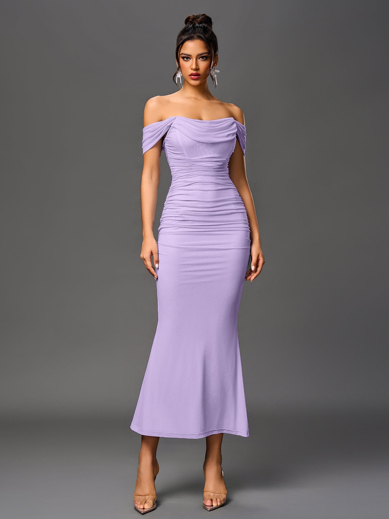 Off-Shoulder Bodycon Dress with Back Zip
