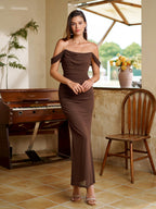 Off-Shoulder Bodycon Dress with Back Zip