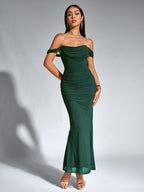 Off-Shoulder Bodycon Dress with Back Zip