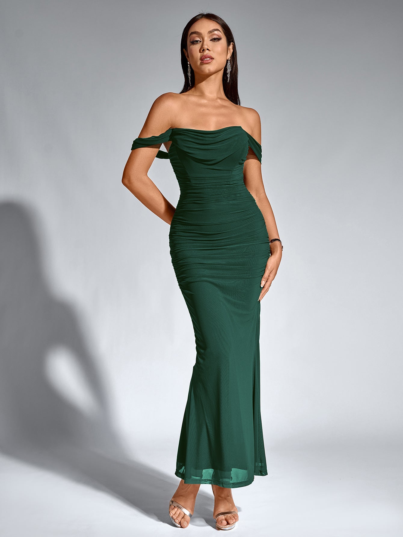 Off-Shoulder Bodycon Dress with Back Zip